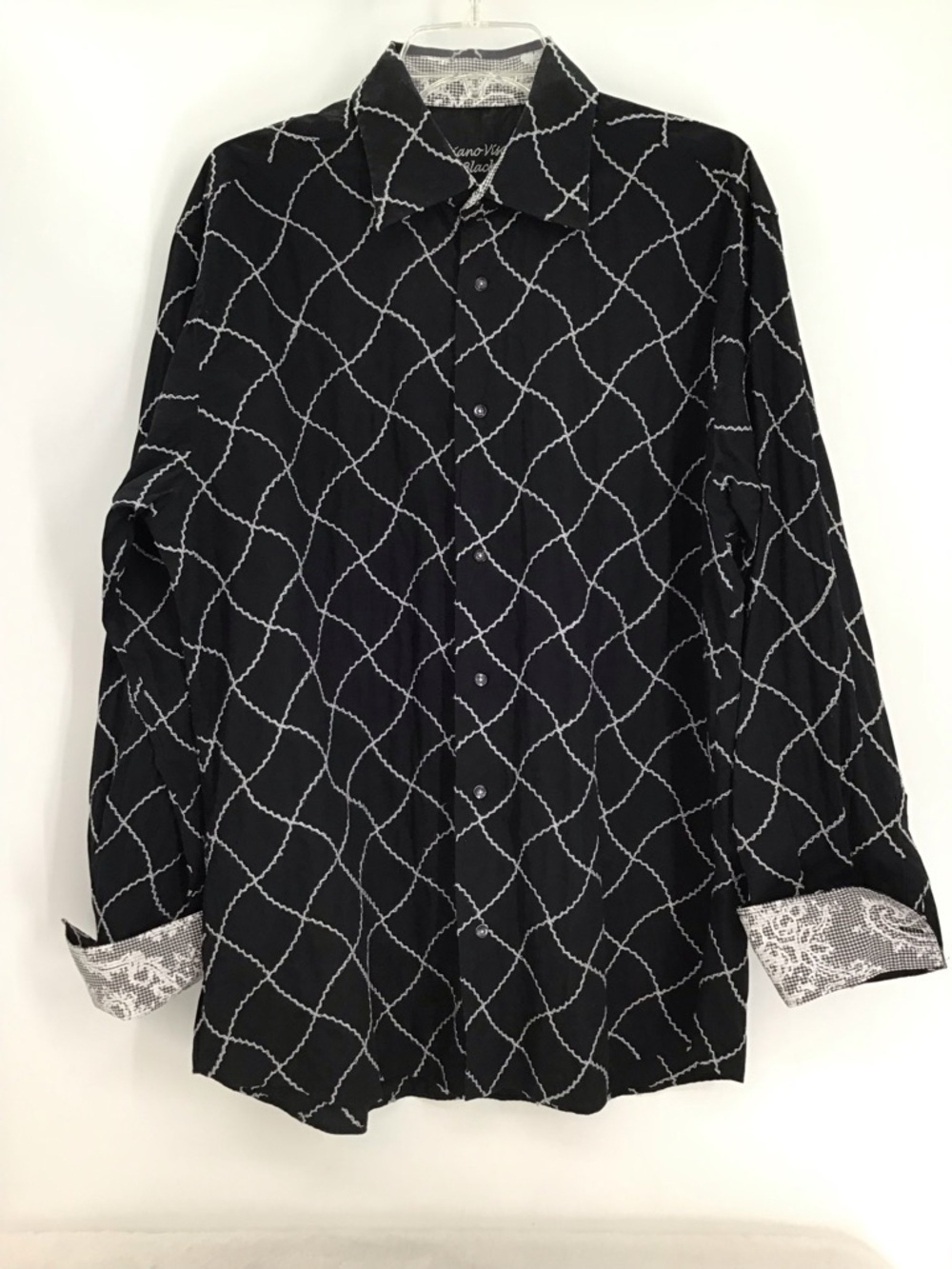 Luchiano Visconti Black Men’s Long Sleeve Dress Shirt Career Casual Size L